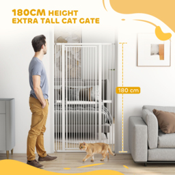 PawHut 180cm Extra Tall Pet Gate with 3.5 cm Narrow Gap, Pressure Mounted No Drilling Cat Gate for Doorways, 76-104cm Width - thumbnail 4