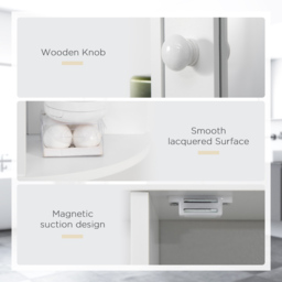 HOMCOM Bathroom Wall Cabinet with Mirror, the Side Shelves & a Handle to Open the Middle Cabinet, 66W x 17D x 63H cm, White - Aosom UK - thumbnail 4