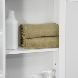 HOMCOM Bathroom Wall Cabinet with Mirror, the Side Shelves & a Handle to Open the Middle Cabinet, 66W x 17D x 63H cm, White - Aosom UK - thumbnail 9