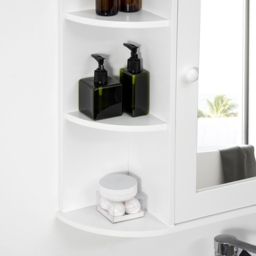 HOMCOM Bathroom Wall Cabinet with Mirror, the Side Shelves & a Handle to Open the Middle Cabinet, 66W x 17D x 63H cm, White - Aosom UK - thumbnail 8