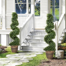HOMCOM Set of 2 Artificial Plants, Topiary Spiral Cypressd Trees with Pot, for Home Indoor Outdoor Decor, 120cm - thumbnail 7