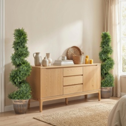 HOMCOM Set of 2 Artificial Plants, Topiary Spiral Cypressd Trees with Pot, for Home Indoor Outdoor Decor, 120cm - thumbnail 8
