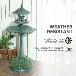 Outsunny 3-in-1 Garden Bird Bath, Freestanding Birdbath with Large Water Basin, Underneath Flower Planter, Φ50 x 113 cm, Green - thumbnail 6