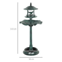 Outsunny 3-in-1 Garden Bird Bath, Freestanding Birdbath with Large Water Basin, Underneath Flower Planter, Φ50 x 113 cm, Green - thumbnail 3