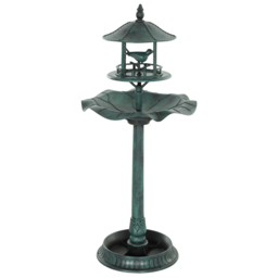 Outsunny 3-in-1 Garden Bird Bath, Freestanding Birdbath with Large Water Basin, Underneath Flower Planter, Φ50 x 113 cm, Green - thumbnail 1