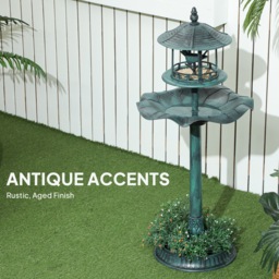 Outsunny 3-in-1 Garden Bird Bath, Freestanding Birdbath with Large Water Basin, Underneath Flower Planter, Φ50 x 113 cm, Green - thumbnail 7