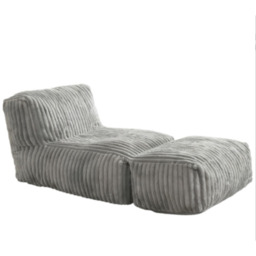 Modular Bean Bag Sofa with Ottoman and Removable Machine-Washable Cover, Couch with High-Density Foam, 160L x 80W x 66H cm, Light Gray - Aosom UK - thumbnail 2