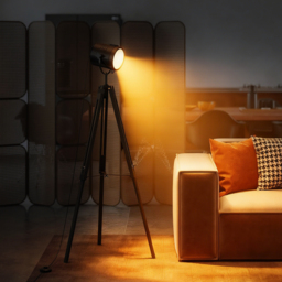 HOMCOM Industrial Tripod Floor Lamp, Nautical Searchlight with Adjustable Height, Wood Legs, E14 Lamp Base for Living Room, Bedroom, Black - thumbnail 2