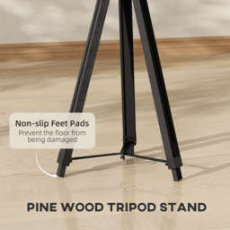 HOMCOM Industrial Tripod Floor Lamp, Nautical Searchlight with Adjustable Height, Wood Legs, E14 Lamp Base for Living Room, Bedroom, Black - thumbnail 5
