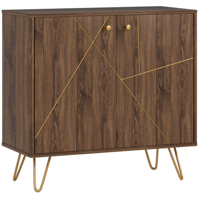 HOMCOM Modern Sideboard, Living room sideboard with Adjustable Shelf, Ideal for Living Room & Dining Room, Brown - Aosom UK - image 1