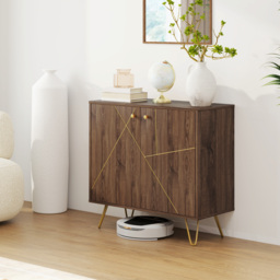 HOMCOM Modern Sideboard, Living room sideboard with Adjustable Shelf, Ideal for Living Room & Dining Room, Brown - Aosom UK - thumbnail 2