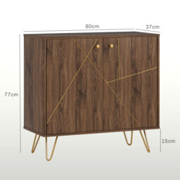 HOMCOM Modern Sideboard, Living room sideboard with Adjustable Shelf, Ideal for Living Room & Dining Room, Brown - Aosom UK - thumbnail 3