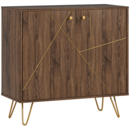 HOMCOM Modern Sideboard, Living room sideboard with Adjustable Shelf, Ideal for Living Room & Dining Room, Brown - Aosom UK - thumbnail 1