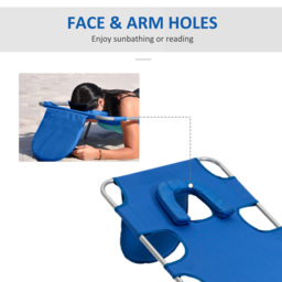 Outsunny Foldable Sun Lounger Set, 2 Pieces with Reading Hole, Portable Reclining Chairs with 5 Level Adjustable Backrest, Poolside - Aosom UK - thumbnail 5