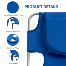 Outsunny Foldable Sun Lounger Set, 2 Pieces with Reading Hole, Portable Reclining Chairs with 5 Level Adjustable Backrest, Poolside - Aosom UK - thumbnail 6