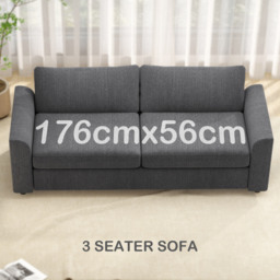 HOMCOM Modern 3 Seater Sofa with Spring Cushion, 212 cm Fabric Jumbo Cord Sofa Couch with 2 Scatter Cushions, Upholstered Corduroy Settee for Living Room, Bedroom, Home Office, Grey - thumbnail 5
