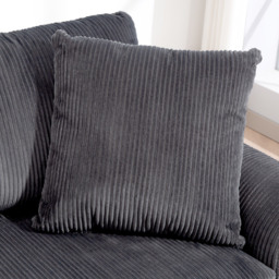 HOMCOM Modern 3 Seater Sofa with Spring Cushion, 212 cm Fabric Jumbo Cord Sofa Couch with 2 Scatter Cushions, Upholstered Corduroy Settee for Living Room, Bedroom, Home Office, Grey - thumbnail 9