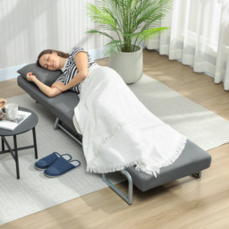 HOMCOM Single Sofa Bed, 3-in-1 Convertible Folding Chair Bed with Adjustable Backrest, Removable Armrests, Dark Grey - thumbnail 7