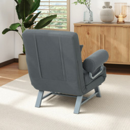 HOMCOM Single Sofa Bed, 3-in-1 Convertible Folding Chair Bed with Adjustable Backrest, Removable Armrests, Dark Grey - thumbnail 8