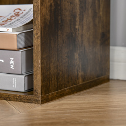 HOMCOM Open Shelves Unit Solid Wood Bookcase with 3-Shelf, Anti-toppling Device, Rustic Brown - Aosom UK - thumbnail 9