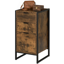 HOMCOM Industrial Storage Trunk: 3-Drawer Metal Cabinet, Freestanding Organiser, Rustic Brown - Aosom UK - thumbnail 9