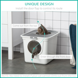 PawHut Cat Litter Box Furniture Enclosed Cat Box, Easy and Fast Cleaning, Front Entry Top Exit, White - Aosom UK - thumbnail 6