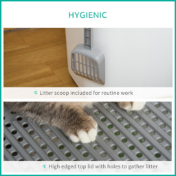 PawHut Cat Litter Box Furniture Enclosed Cat Box, Easy and Fast Cleaning, Front Entry Top Exit, White - Aosom UK - thumbnail 4