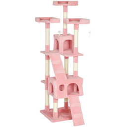 PawHut 173cm Cat Tree Scratching House, Activity Play Centre, Pink - thumbnail 1