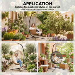 Outsunny Hanging Egg Chair Stand Only, Hammock Chair C-Stand with Hanging Chain, Black - thumbnail 6