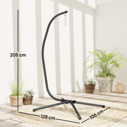 Outsunny Hanging Egg Chair Stand Only, Hammock Chair C-Stand with Hanging Chain, Black - thumbnail 3