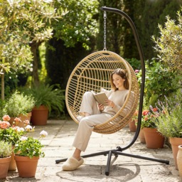 Outsunny Hanging Egg Chair Stand Only, Hammock Chair C-Stand with Hanging Chain, Black - thumbnail 7