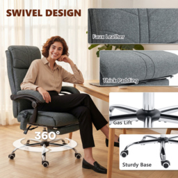 Vinsetto High Back Vibration Massage Office Chair with Footrest, Heated, Grey - thumbnail 8