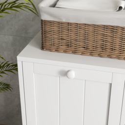 kleankin Tilt-Out Laundry Cabinet, Modern Bathroom Cabinet with 2 Compartments for Bathroom Washroom, White - Aosom UK - thumbnail 8