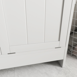 kleankin Tilt-Out Laundry Cabinet, Modern Bathroom Cabinet with 2 Compartments for Bathroom Washroom, White - Aosom UK - thumbnail 9