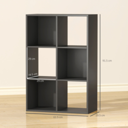 HOMCOM 6-Cube Bookshelf - Black - thumbnail 3