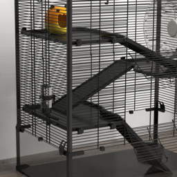 PawHut 4 Tiers Hamster Cage with Deep Tempered Glass Bottom, Hut, Running Wheel, Food Dish, Water Bottle, 78.5 x 48.5 x 80cm - thumbnail 9