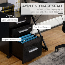 HOMCOM Three-Drawer Lockable Filing Cabinet - Black - thumbnail 4