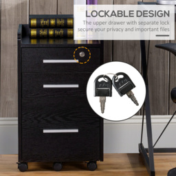 HOMCOM Three-Drawer Lockable Filing Cabinet - Black - thumbnail 6