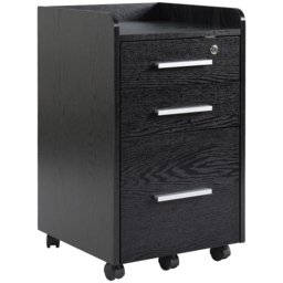 HOMCOM Three-Drawer Lockable Filing Cabinet - Black - thumbnail 1