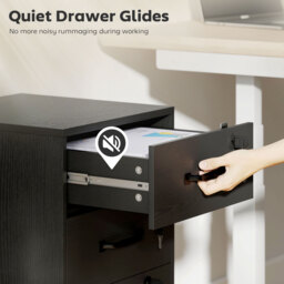 HOMCOM Three Drawer Wood-Effect Filing Cabinet - Black - thumbnail 6