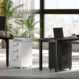 HOMCOM Three Drawer Wood-Effect Filing Cabinet - Black - thumbnail 9