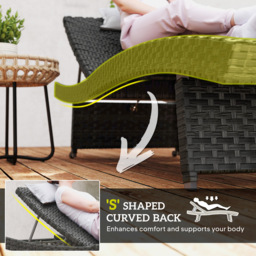 Outsunny Outdoor PE Rattan Sun Lounger with 4-Level Adjustable Backrest, Non-Slip Legs for Balcony, Beach, Black - Aosom UK - thumbnail 4