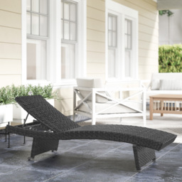 Outsunny Outdoor PE Rattan Sun Lounger with 4-Level Adjustable Backrest, Non-Slip Legs for Balcony, Beach, Black - Aosom UK - thumbnail 2