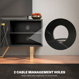 HOMCOM TV Cabinet with Storaget with Storage Shelves and Cupboard for Living Room, TV Unit for TVs up to 50 Inches, Black Marble Tone - Aosom UK - thumbnail 6