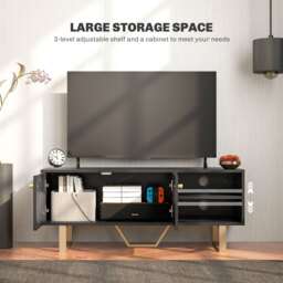 HOMCOM TV Cabinet with Storaget with Storage Shelves and Cupboard for Living Room, TV Unit for TVs up to 50 Inches, Black Marble Tone - Aosom UK - thumbnail 5