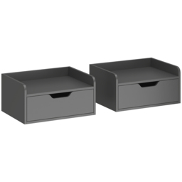HOMCOM Floating Nightstands Set of 2, Wall Mounted Bedside Table with Drawer for Bedroom, Black - thumbnail 1