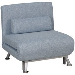 HOMCOM Foldable Single Sofa Bed Chair, Portable Sleeper with Pillow, Lounge Furniture, Blue