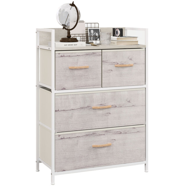 HOMCOM Rustic Chest of Four Fabric Drawers - Black - image 1