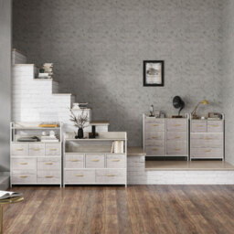 HOMCOM Rustic Chest of Four Fabric Drawers - Black - thumbnail 9