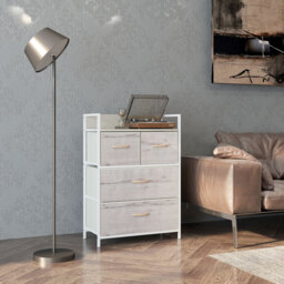 HOMCOM Rustic Chest of Four Fabric Drawers - Black - thumbnail 2